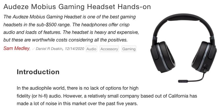 "Best audio purchase gamers can make" Says NoteBookCheck about Audeze Mobius