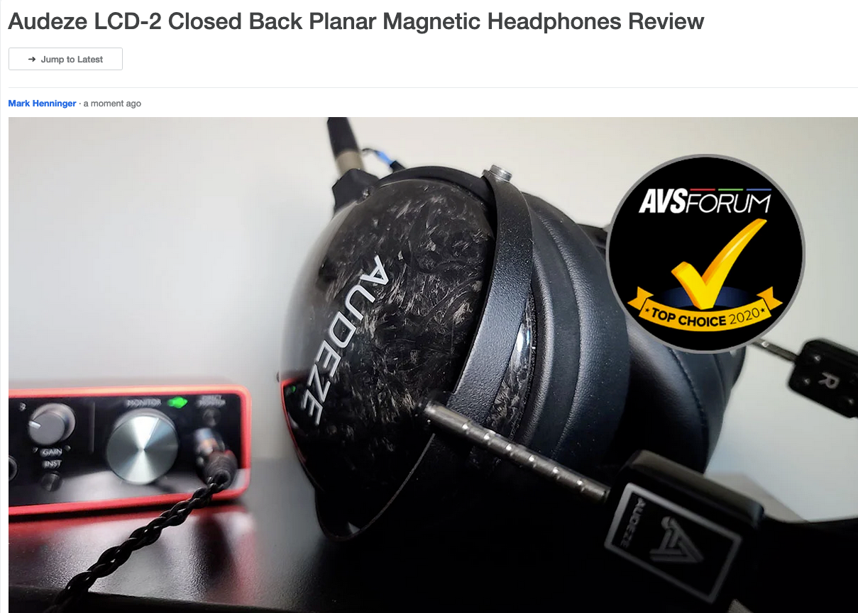 LCD-2 Closed Back Awarded Top Choice Badge from AVS Forum