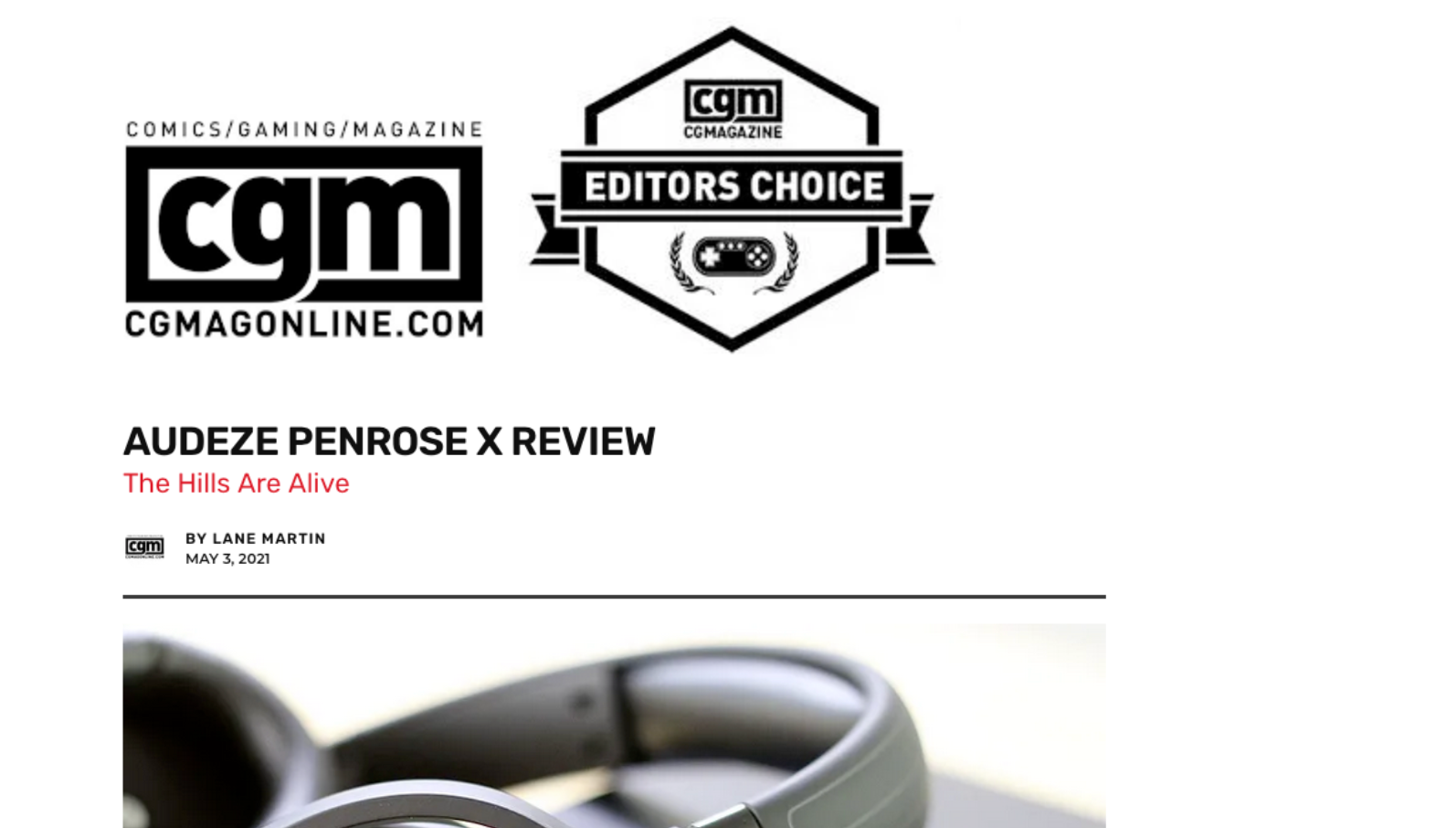 Audeze Penrose X Scores Editor's Choice Badge from CG Magazine