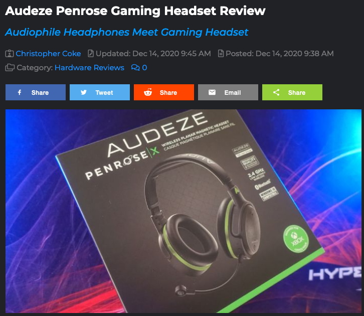 "Audiophile Headphones Meet Gaming Headset" Says MMORPG About Audeze Penrose